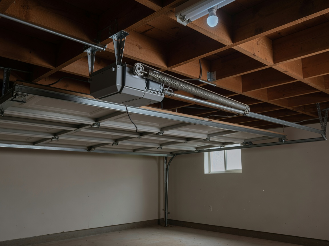 Ceiling mounted electric operator for an automated garage door