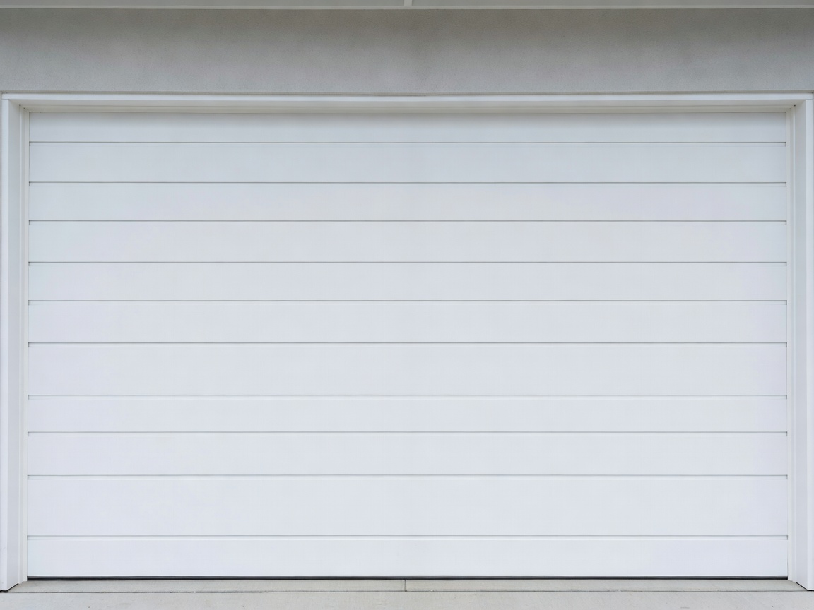 White sectional garage door demonstrating horizontal panel design